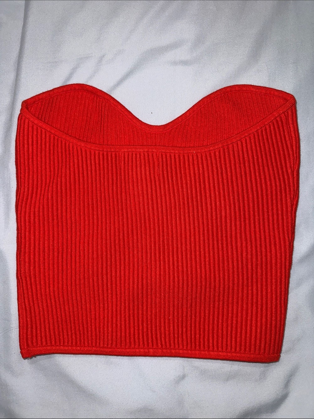 Women's Strapless Ribbed Top - Red - Picture 2 of 3